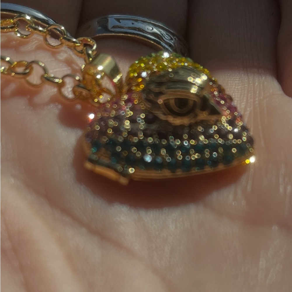 Kurt Geiger Gold Heart Necklace with Multicolor Crystals NWT - Picture 4 of 5
